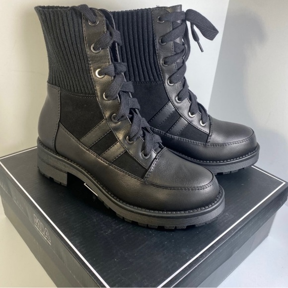 MIA Malcolm Black Combat Boots w/sock detail - Picture 7 of 7